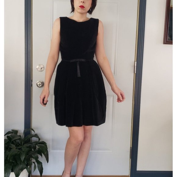 50s Black Velvet Party‎ Dress - Picture 1 of 4